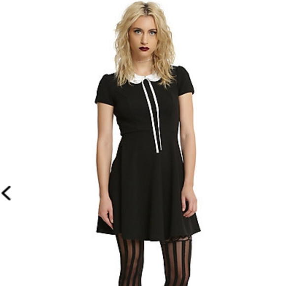 Hot Topic Dresses & Skirts - Black dress white collar Wednesday addams lolita